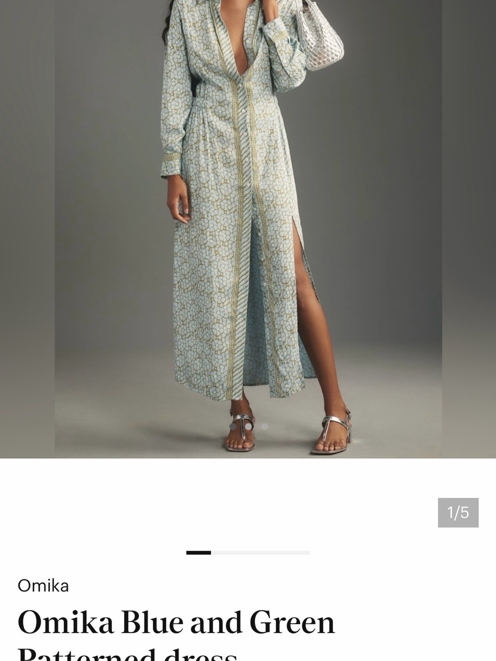 Omika Simone Blue-Green Patterned Maxi Skirt Dress originally $388 size large